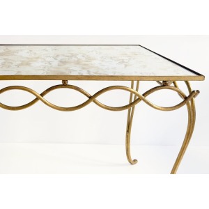 René Drouet 20th Century Table In Gilded Metal And Eglomized Top