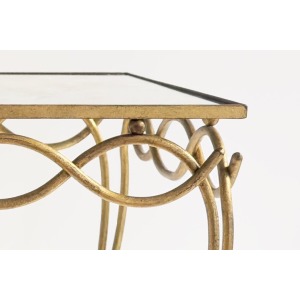 René Drouet 20th Century Table In Gilded Metal And Eglomized Top