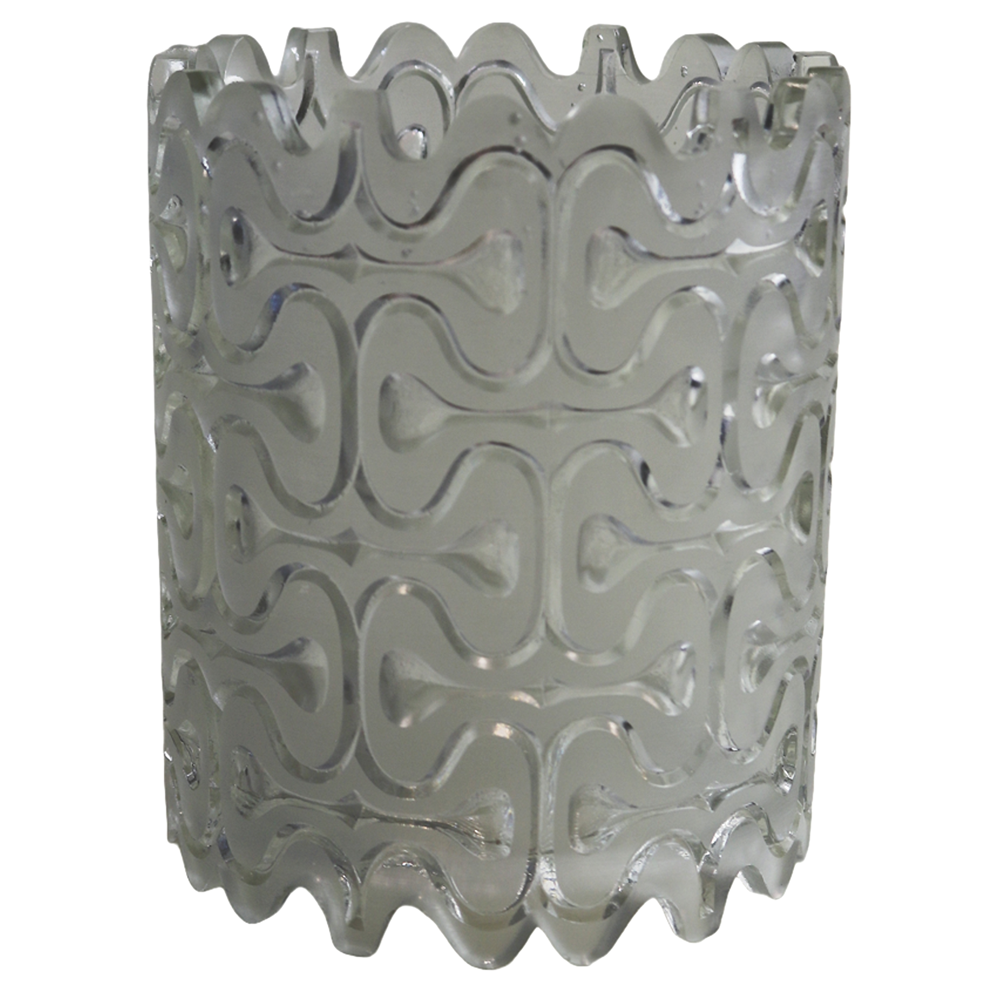 A good mid-century very retro design clear & frosted glass Lamp Shade C.1960