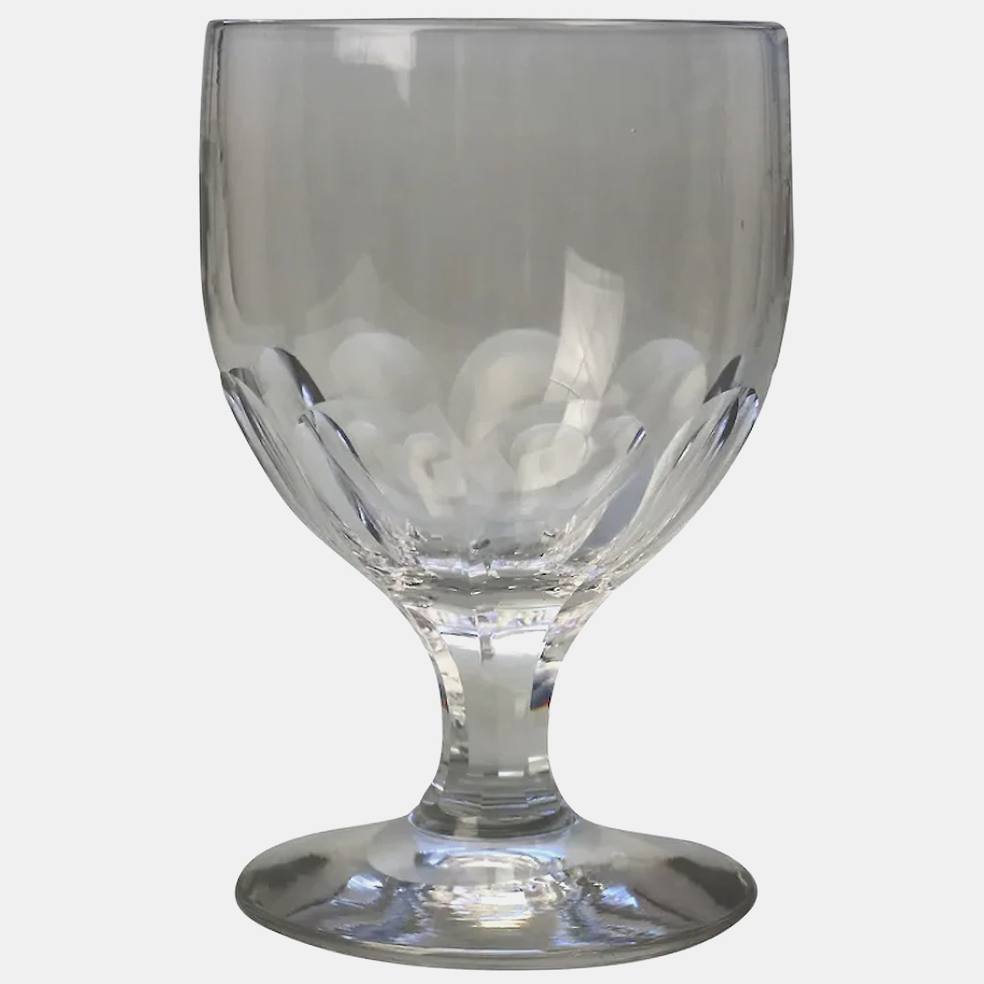 A larger antique stemware facet stem glass Rummer Goblet / Wine Glass C.19thC