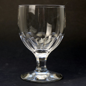 A larger antique stemware facet stem glass Rummer Goblet / Wine Glass C.19thC