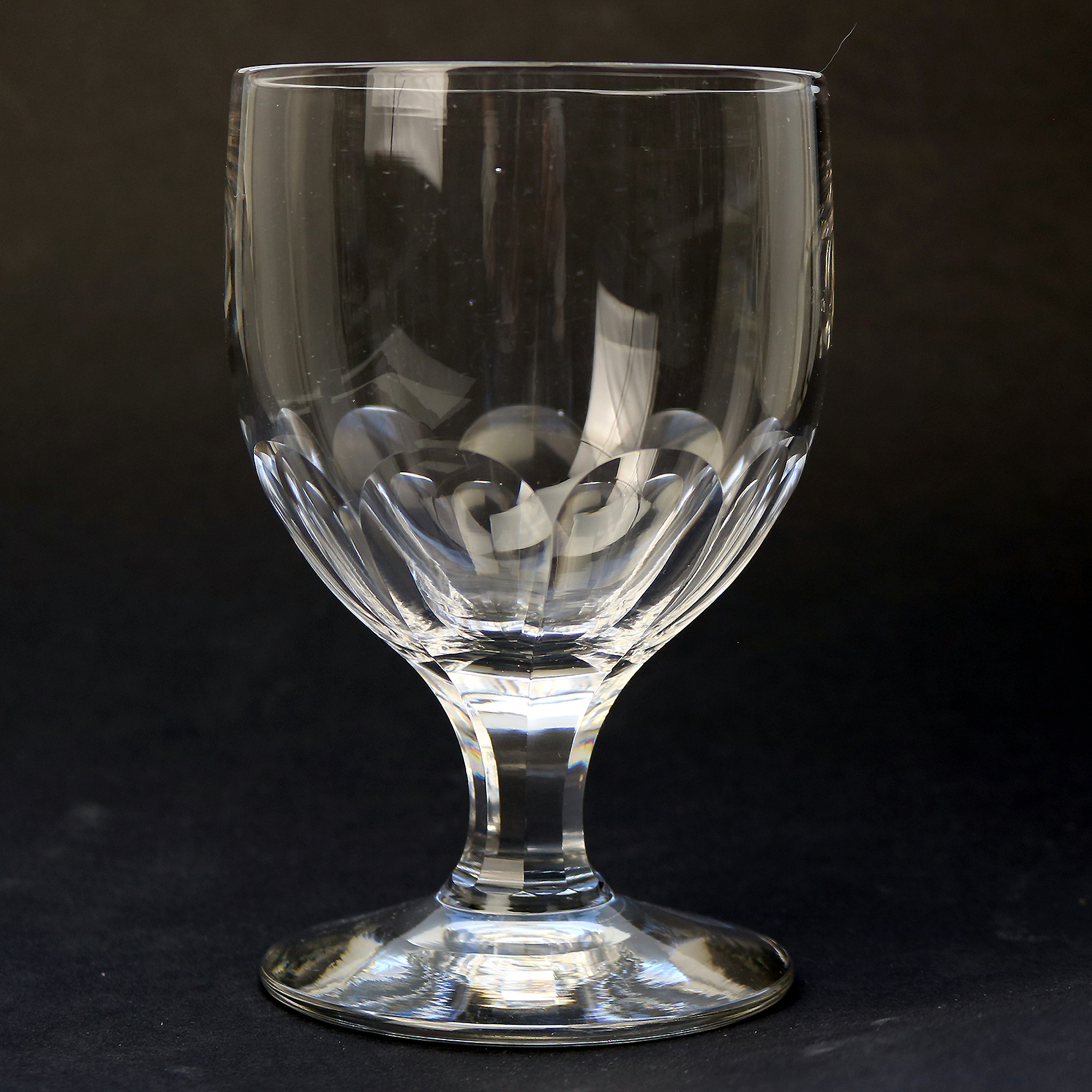 A larger antique stemware facet stem glass Rummer Goblet / Wine Glass C.19thC