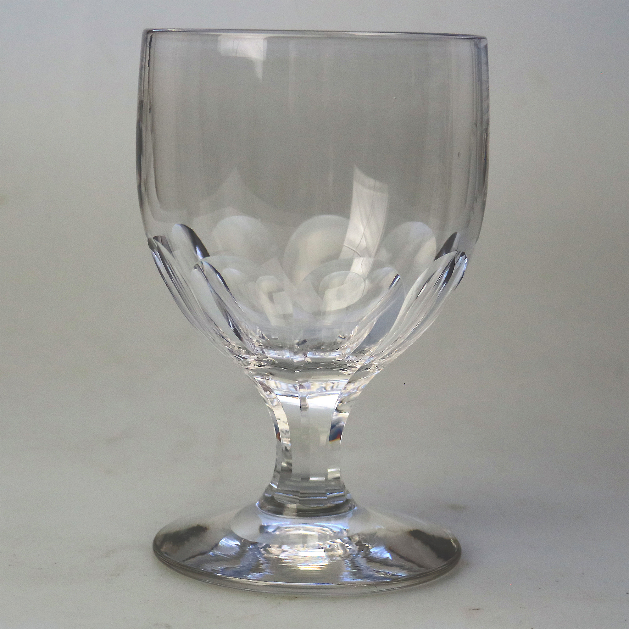 A larger antique stemware facet stem glass Rummer Goblet / Wine Glass C.19thC
