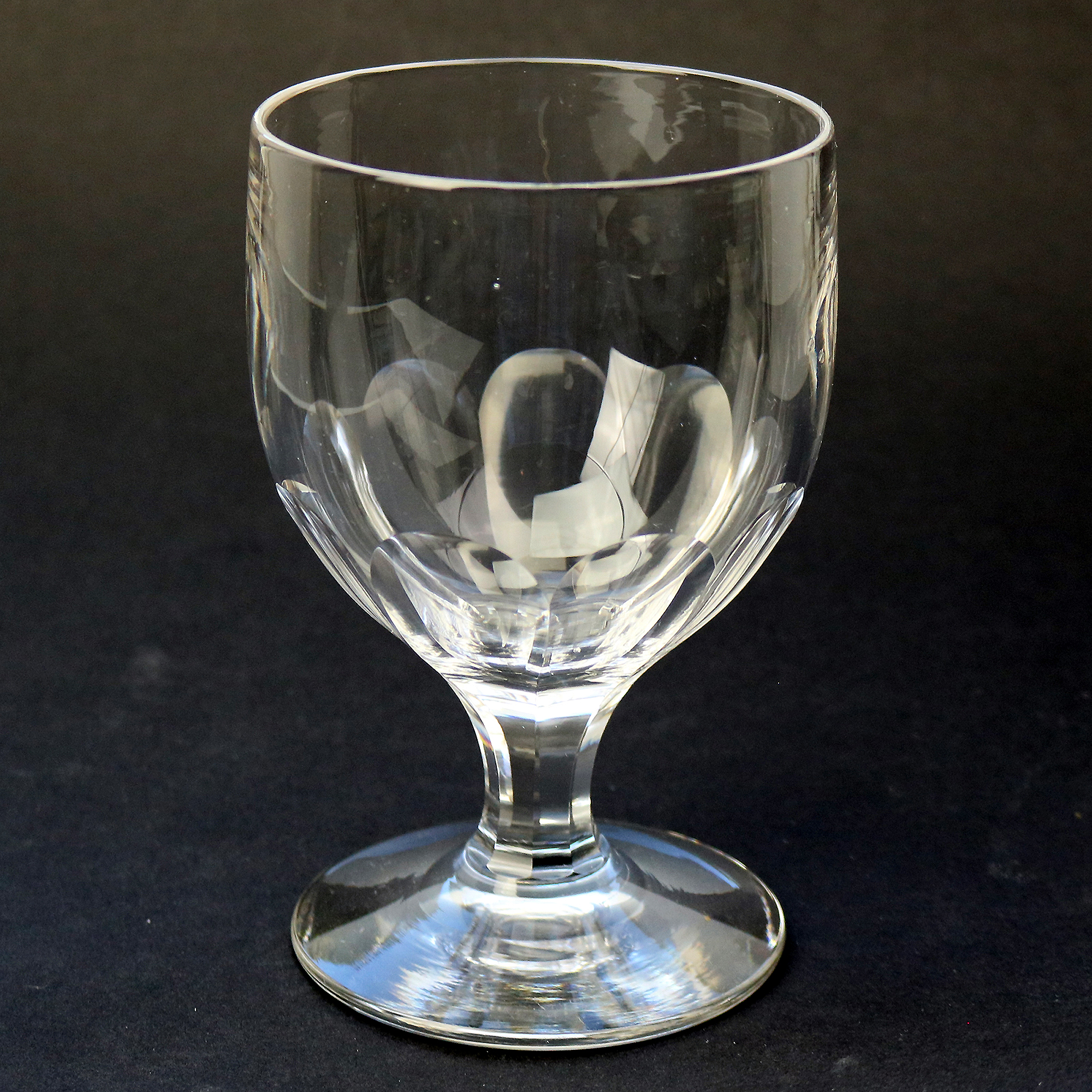 A larger antique stemware facet stem glass Rummer Goblet / Wine Glass C.19thC
