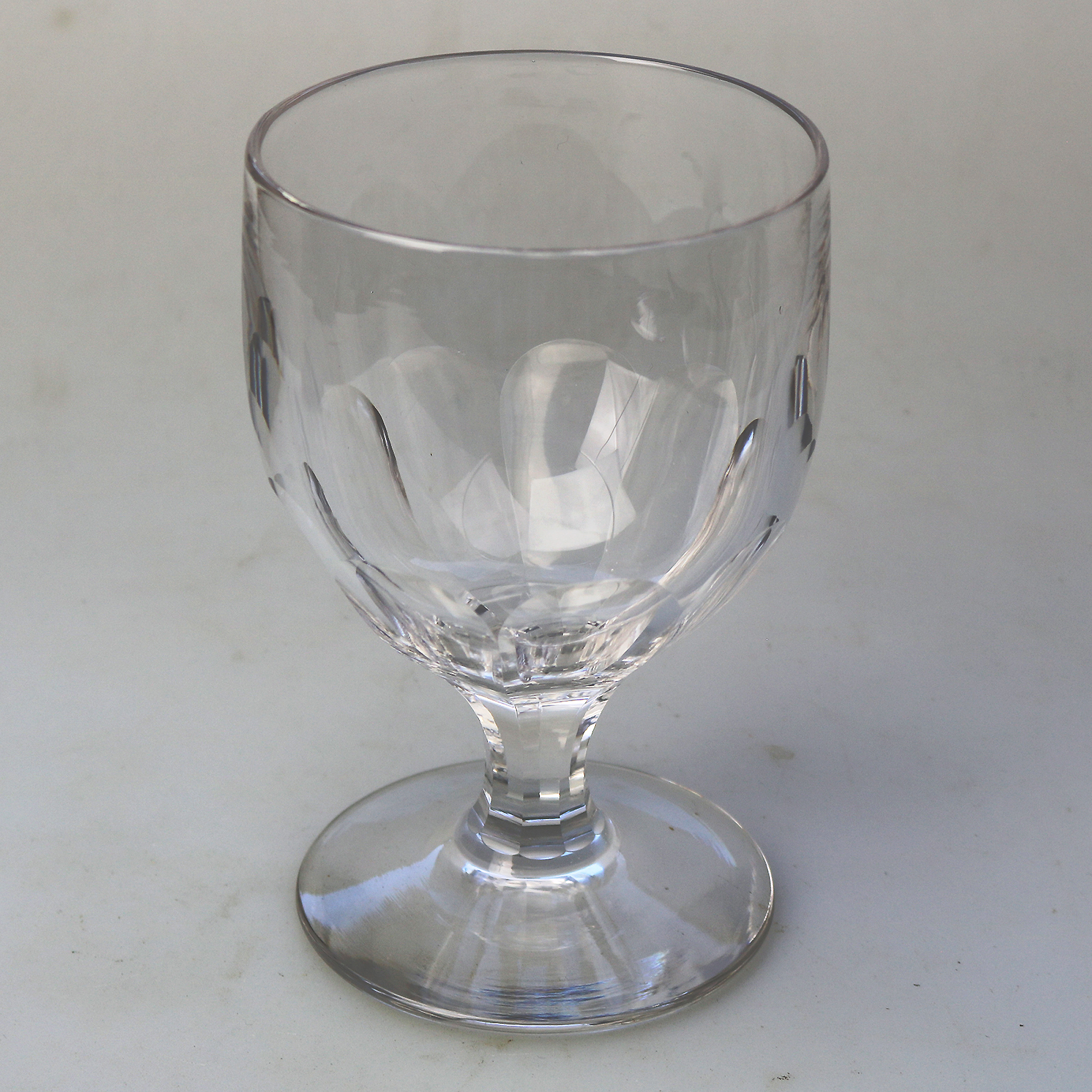 A larger antique stemware facet stem glass Rummer Goblet / Wine Glass C.19thC