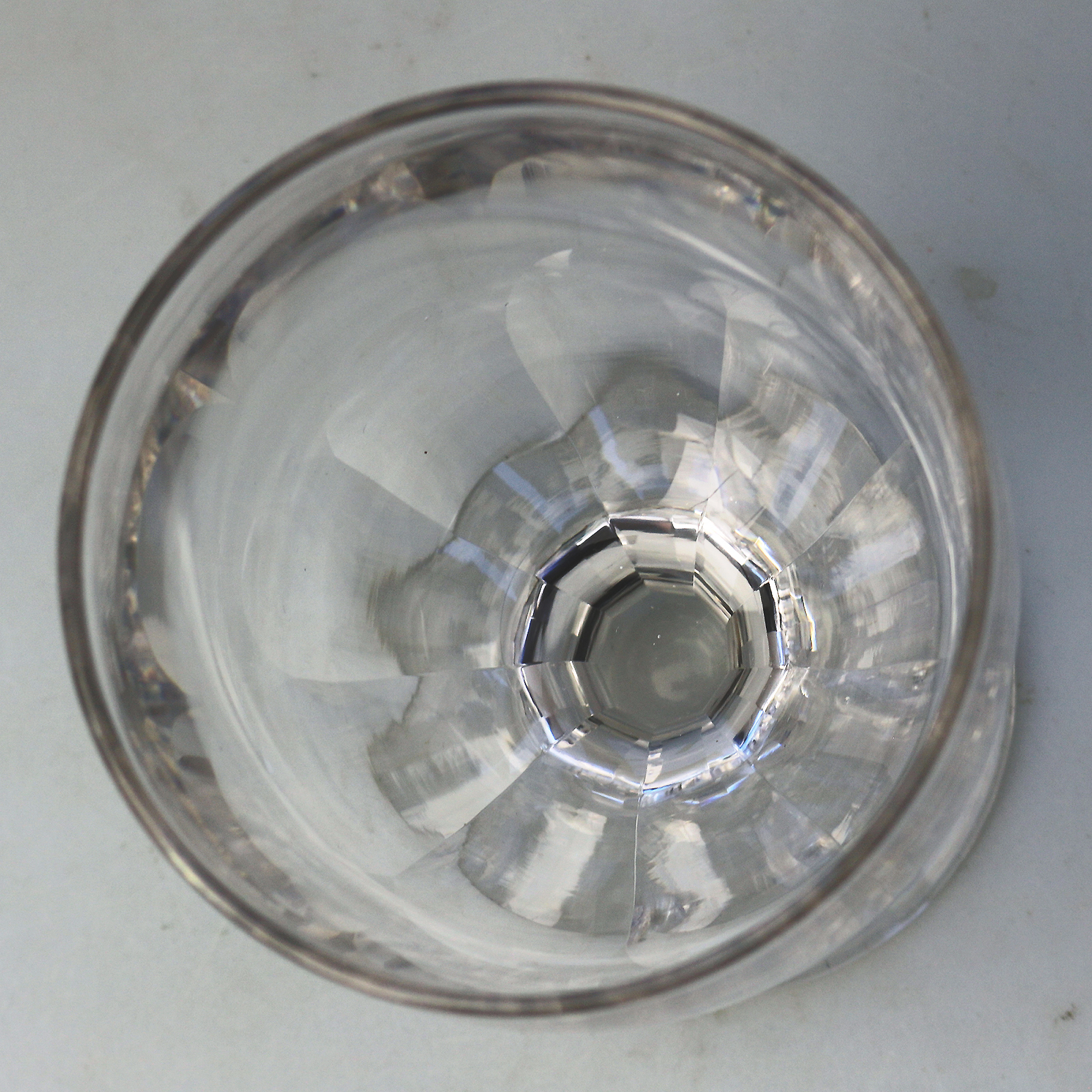 A larger antique stemware facet stem glass Rummer Goblet / Wine Glass C.19thC