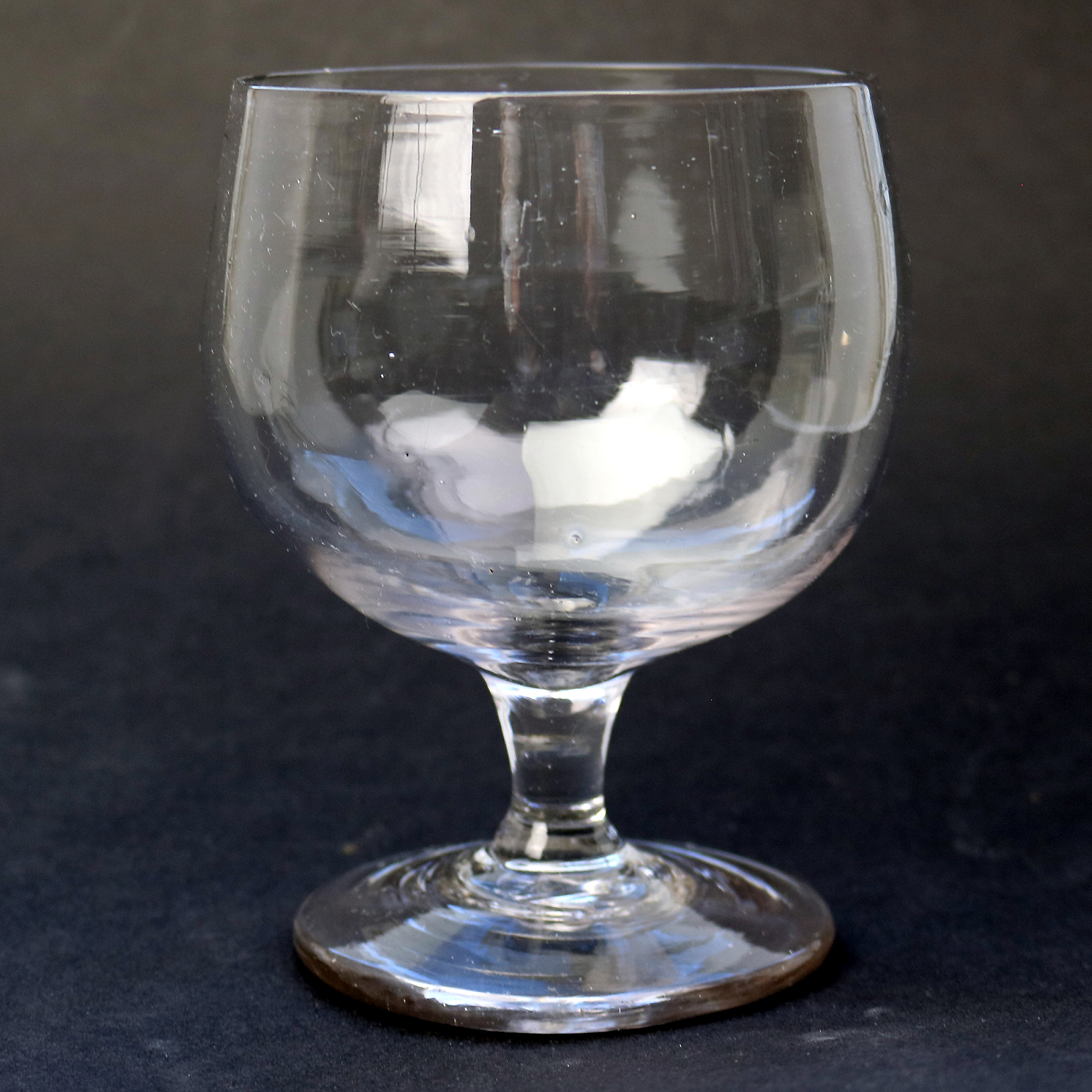 A larger antique stemware hand-blown glass Rummer Goblet / Wine Glass 2 C.19thC