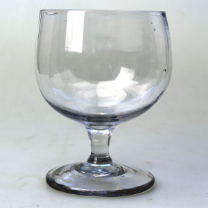 A larger antique stemware hand-blown glass Rummer Goblet / Wine Glass 2 C.19thC