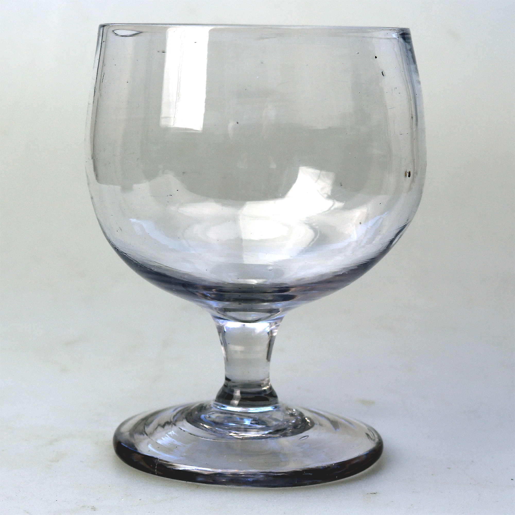 A larger antique stemware hand-blown glass Rummer Goblet / Wine Glass 2 C.19thC