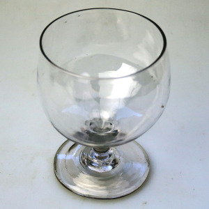 A larger antique stemware hand-blown glass Rummer Goblet / Wine Glass 2 C.19thC