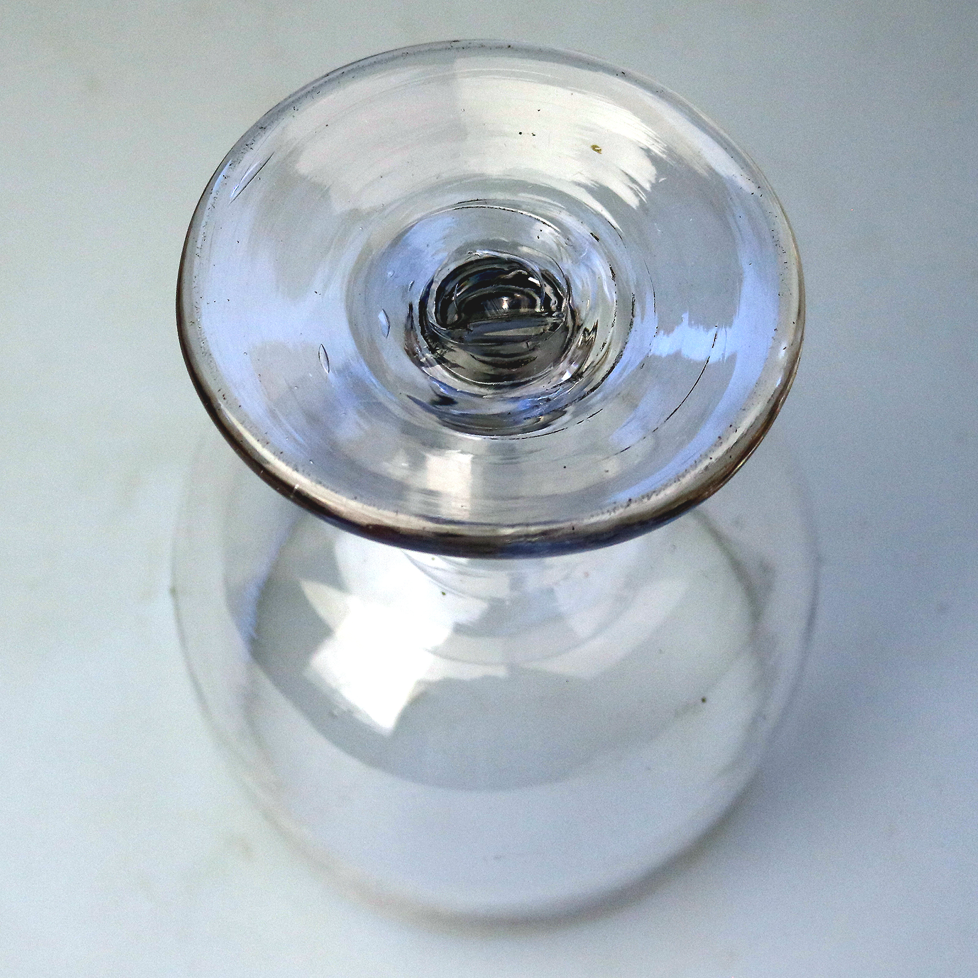 A larger antique stemware hand-blown glass Rummer Goblet / Wine Glass 2 C.19thC