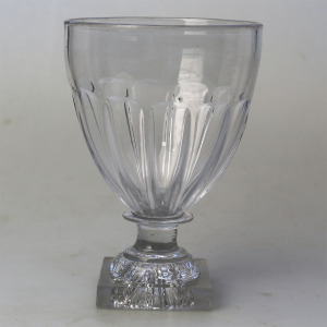 A larger antique stemware lemon squeezer base glass Rummer Goblet Glass C.19thC