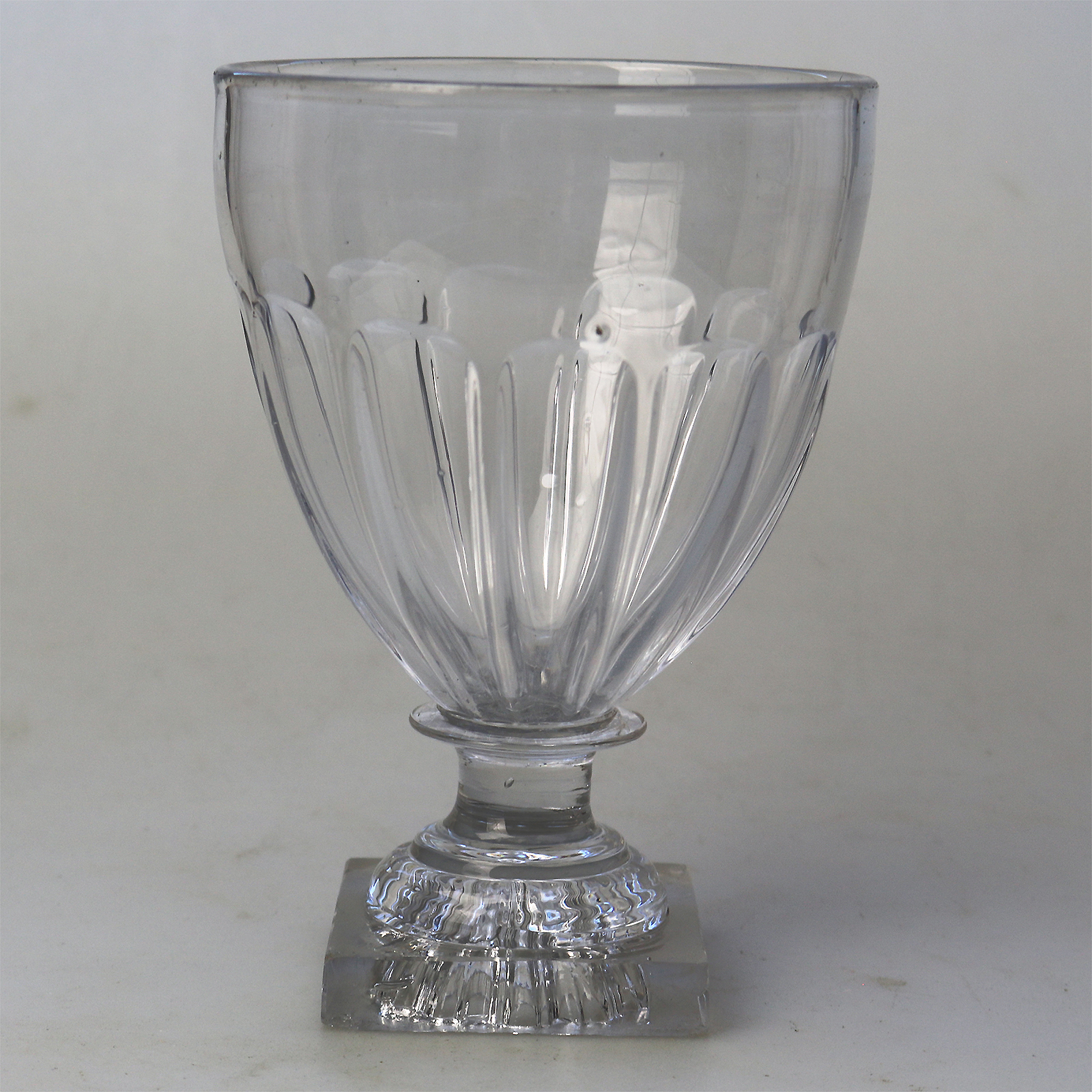 A larger antique stemware lemon squeezer base glass Rummer Goblet Glass C.19thC