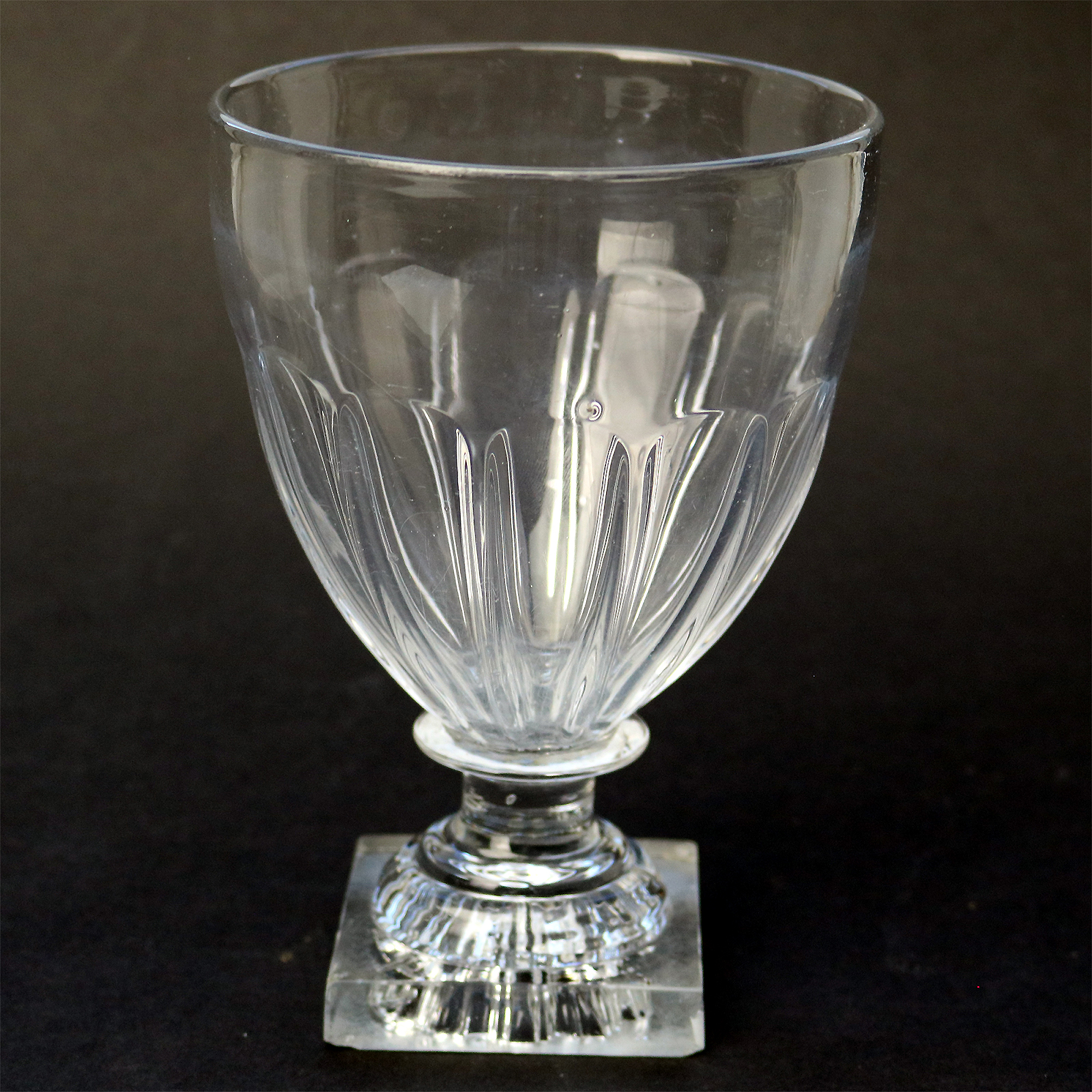 A larger antique stemware lemon squeezer base glass Rummer Goblet Glass C.19thC