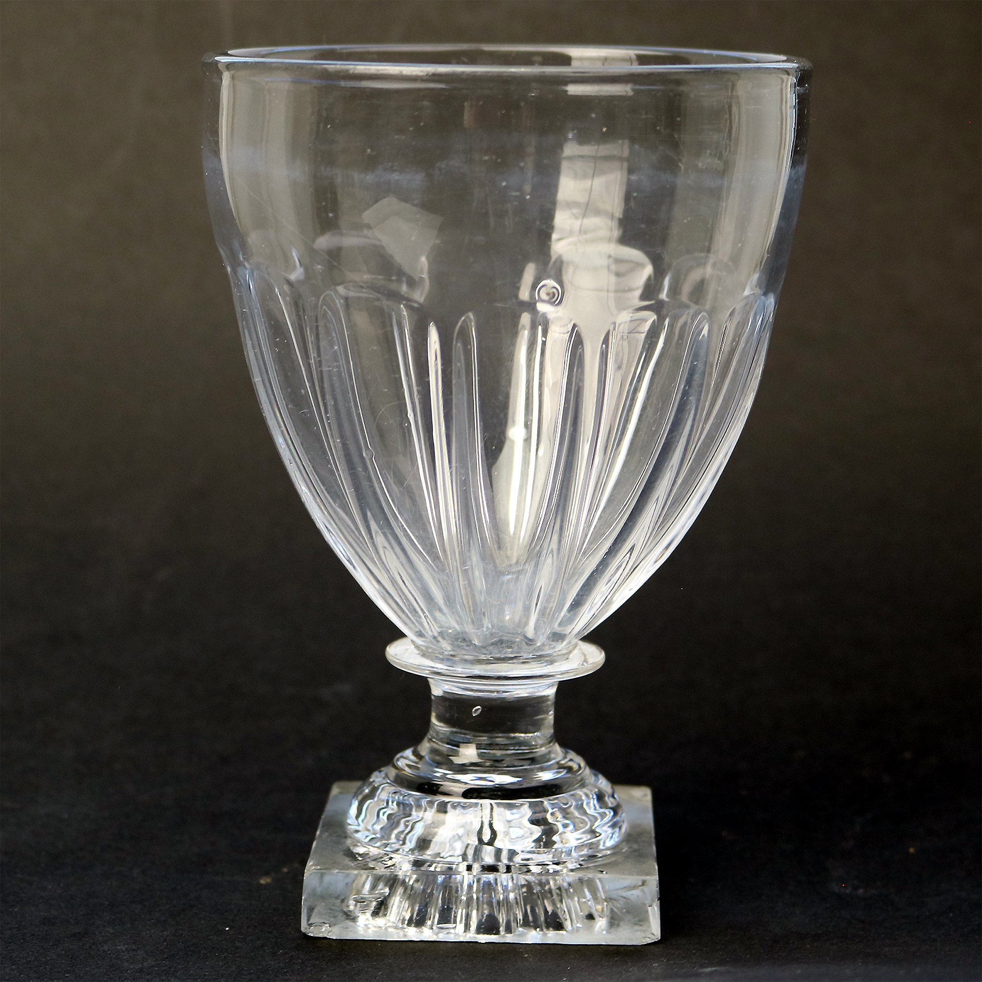 A larger antique stemware lemon squeezer base glass Rummer Goblet Glass C.19thC