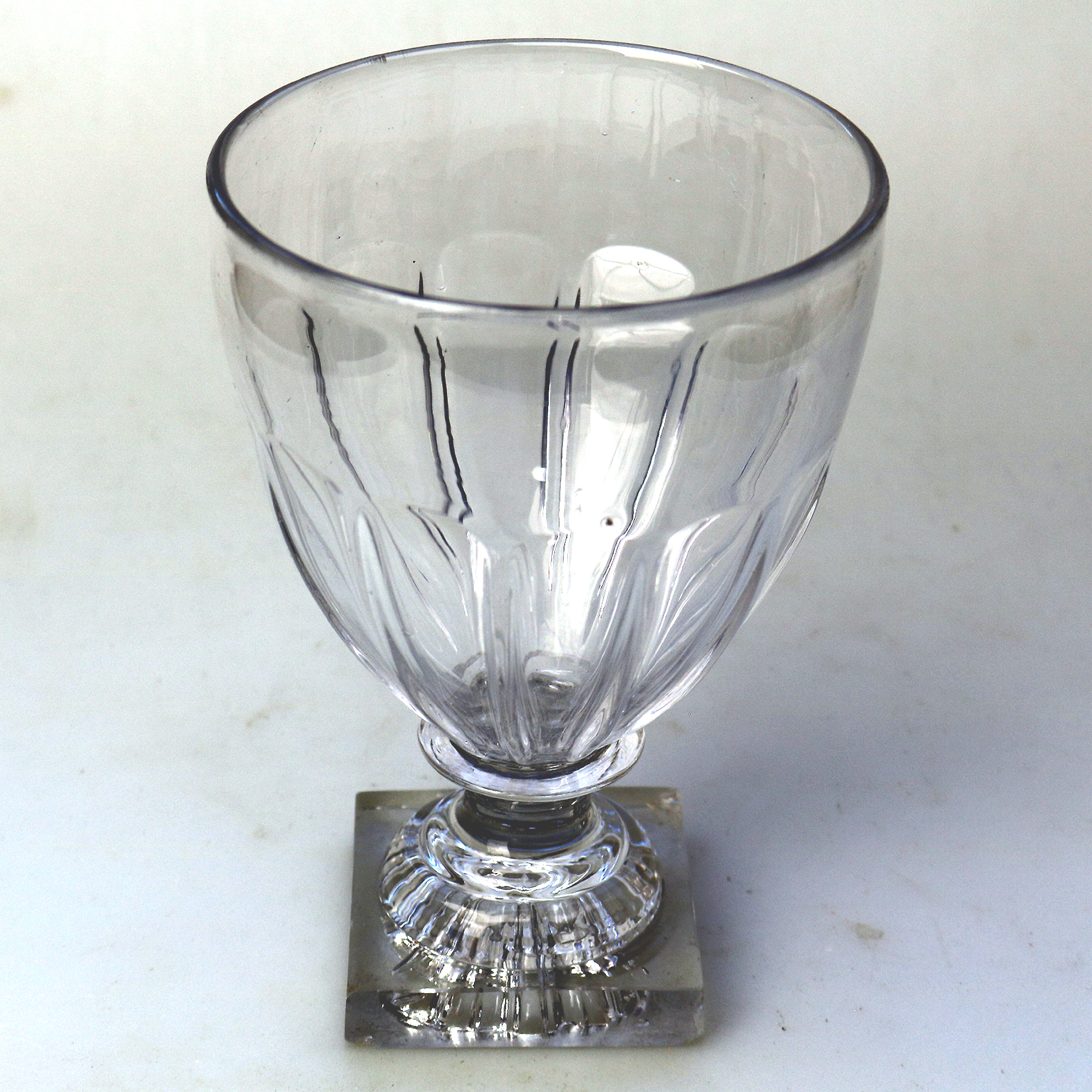 A larger antique stemware lemon squeezer base glass Rummer Goblet Glass C.19thC