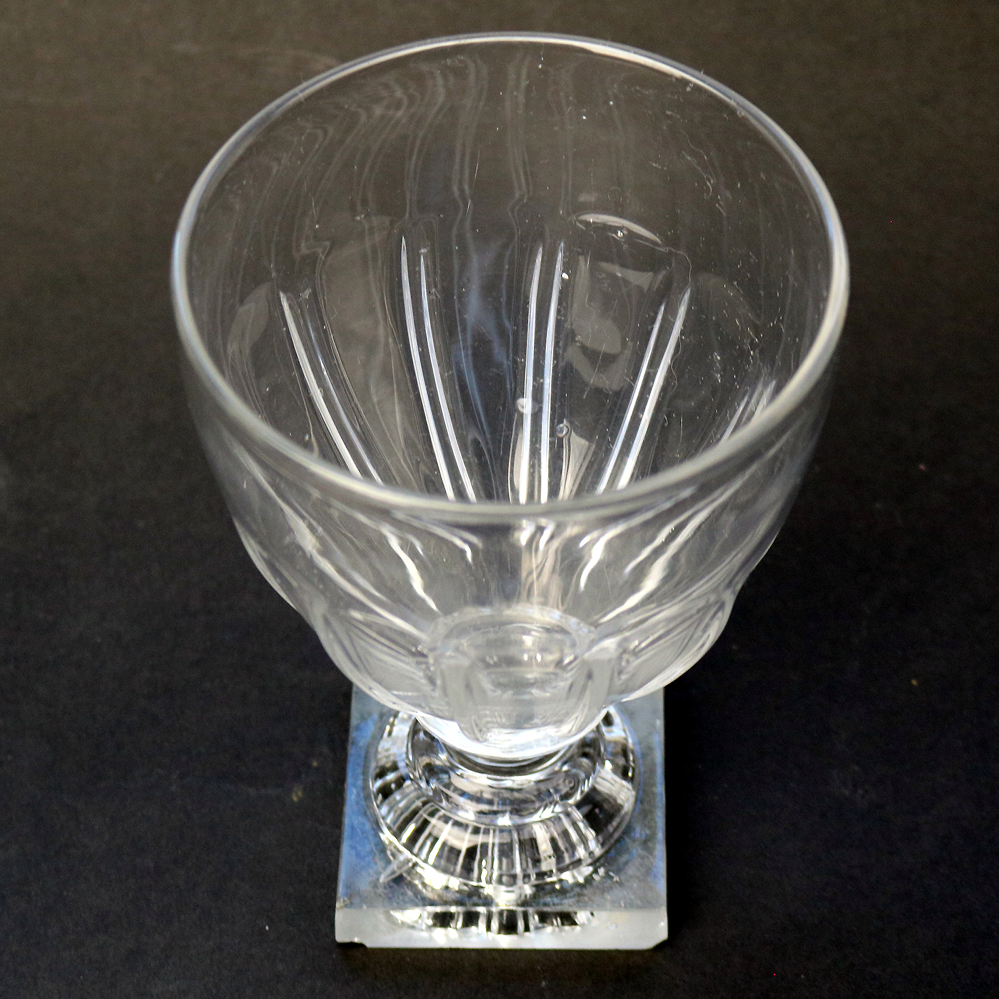 A larger antique stemware lemon squeezer base glass Rummer Goblet Glass C.19thC