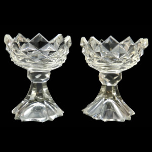 A wonderful & unusual pair of antique Georgian Irish cut glass Salts C.18thC
