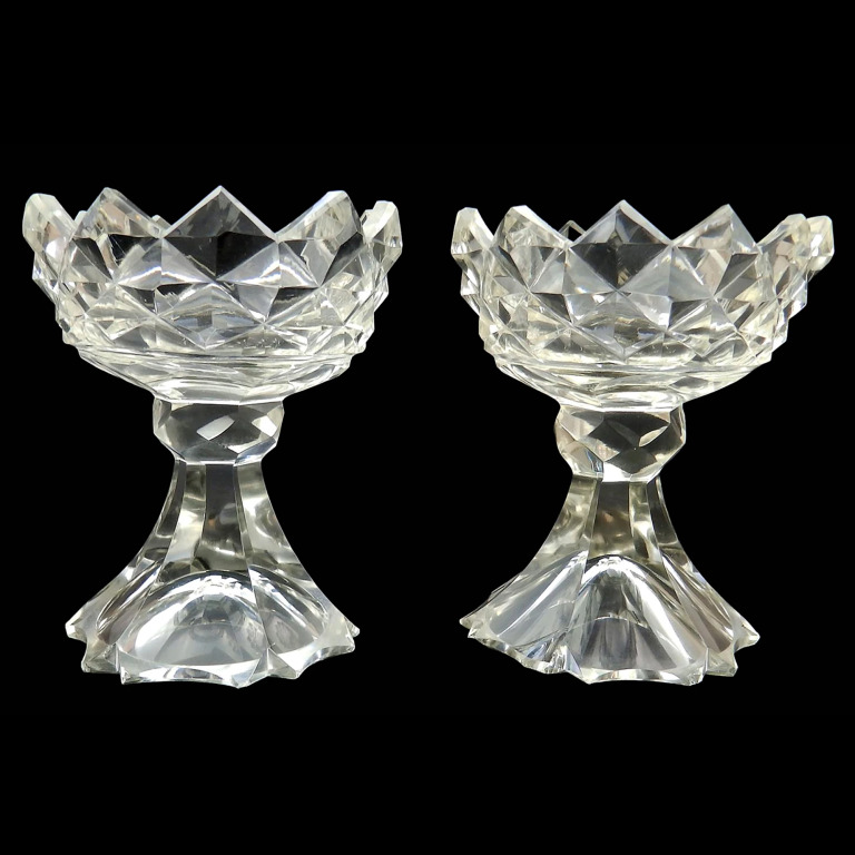 A wonderful & unusual pair of antique Georgian Irish cut glass Salts C.18thC