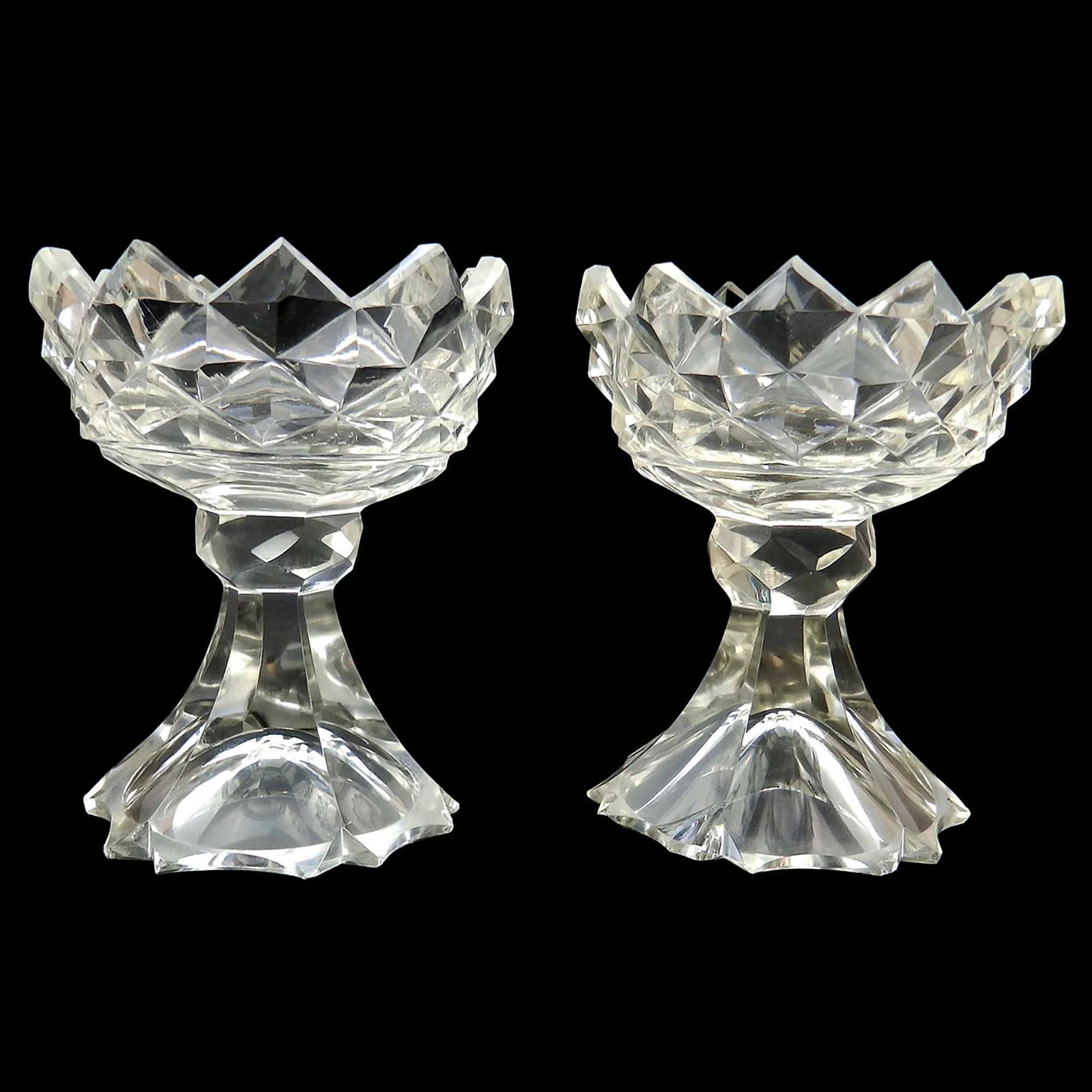 A wonderful & unusual pair of antique Georgian Irish cut glass Salts C.18thC