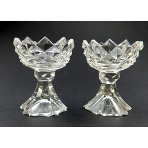 A wonderful & unusual pair of antique Georgian Irish cut glass Salts C.18thC