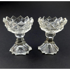 A wonderful & unusual pair of antique Georgian Irish cut glass Salts C.18thC