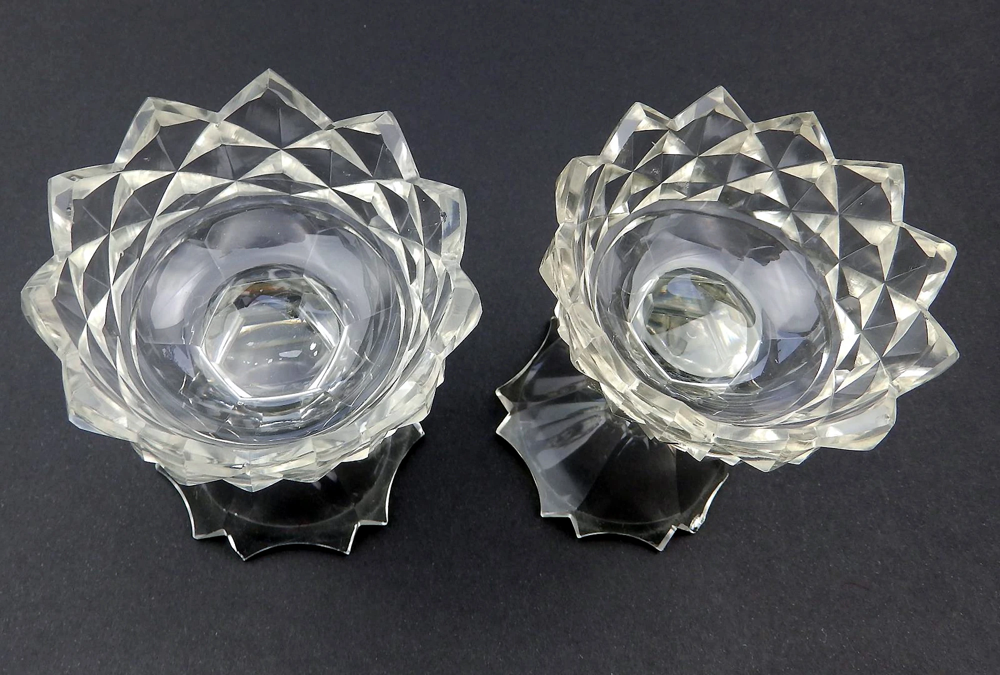 A wonderful & unusual pair of antique Georgian Irish cut glass Salts C.18thC