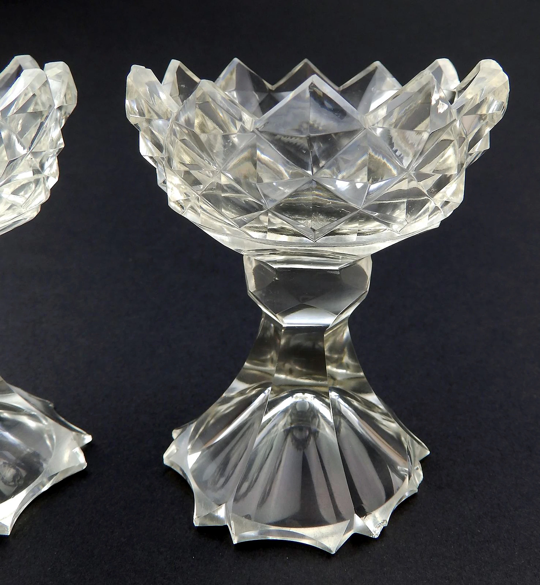 A wonderful & unusual pair of antique Georgian Irish cut glass Salts C.18thC