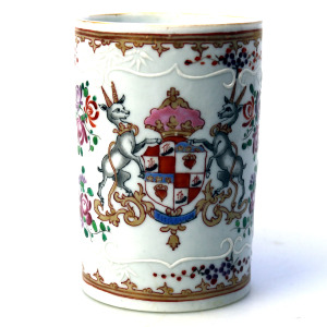 A good antique Samson of Paris porcelain Chinese Export Armorial Tankard C.19thC