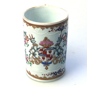 A good antique Samson of Paris porcelain Chinese Export Armorial Tankard C.19thC