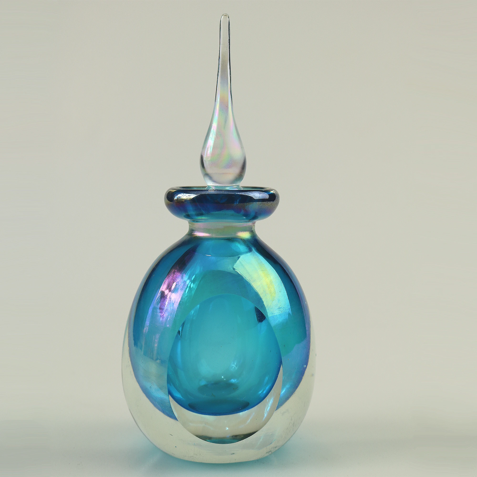 A large vintage iridescent art glass Scent Perfume Bottle 16.5 cm C.late 20thC