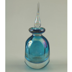 A large vintage iridescent art glass Scent Perfume Bottle 16.5 cm C.late 20thC