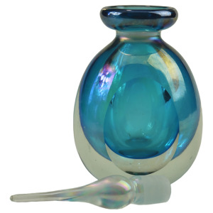 A large vintage iridescent art glass Scent Perfume Bottle 16.5 cm C.late 20thC