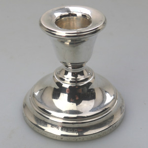 An antique English George V sterling 925 solid silver Dwarf Candlestick C.1927