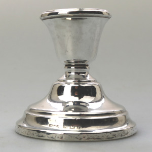 An antique English George V sterling 925 solid silver Dwarf Candlestick C.1927