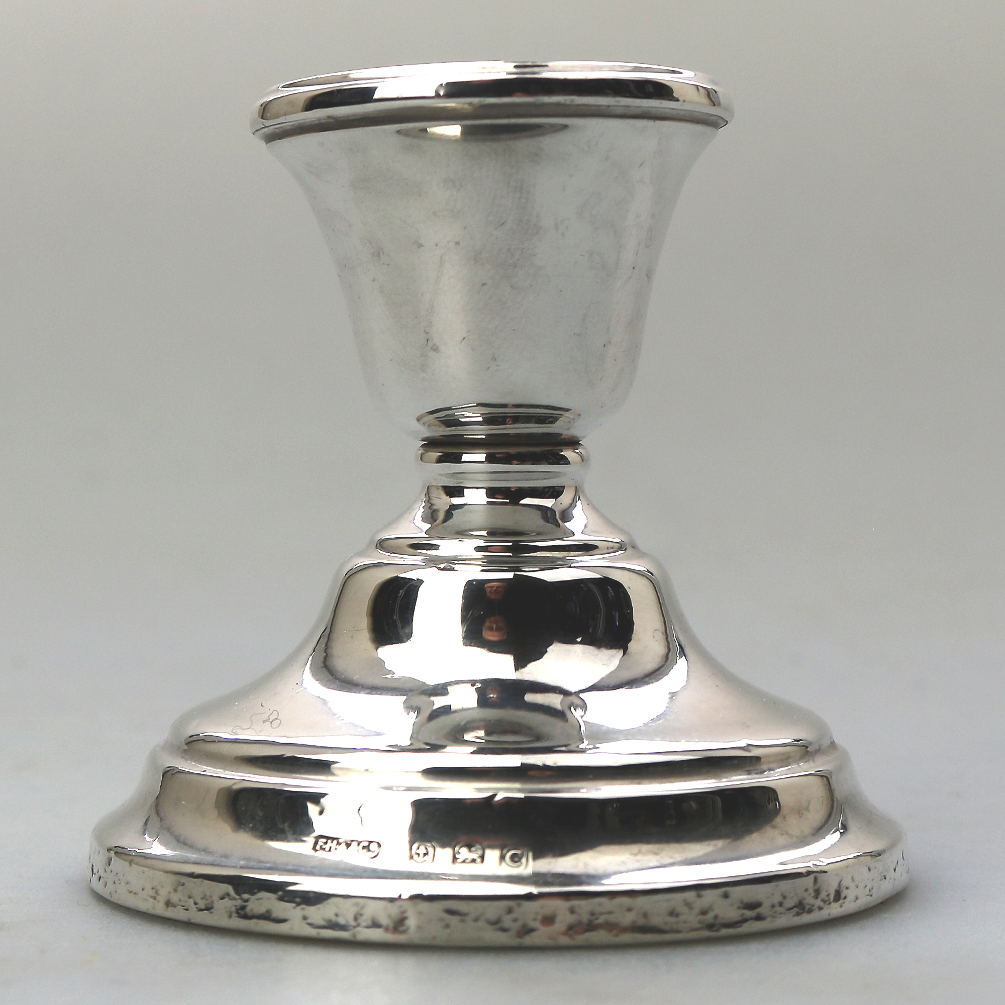 An antique English George V sterling 925 solid silver Dwarf Candlestick C.1927