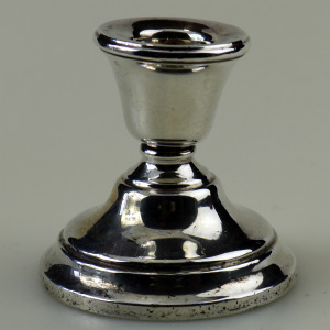 An antique English George V sterling 925 solid silver Dwarf Candlestick C.1927
