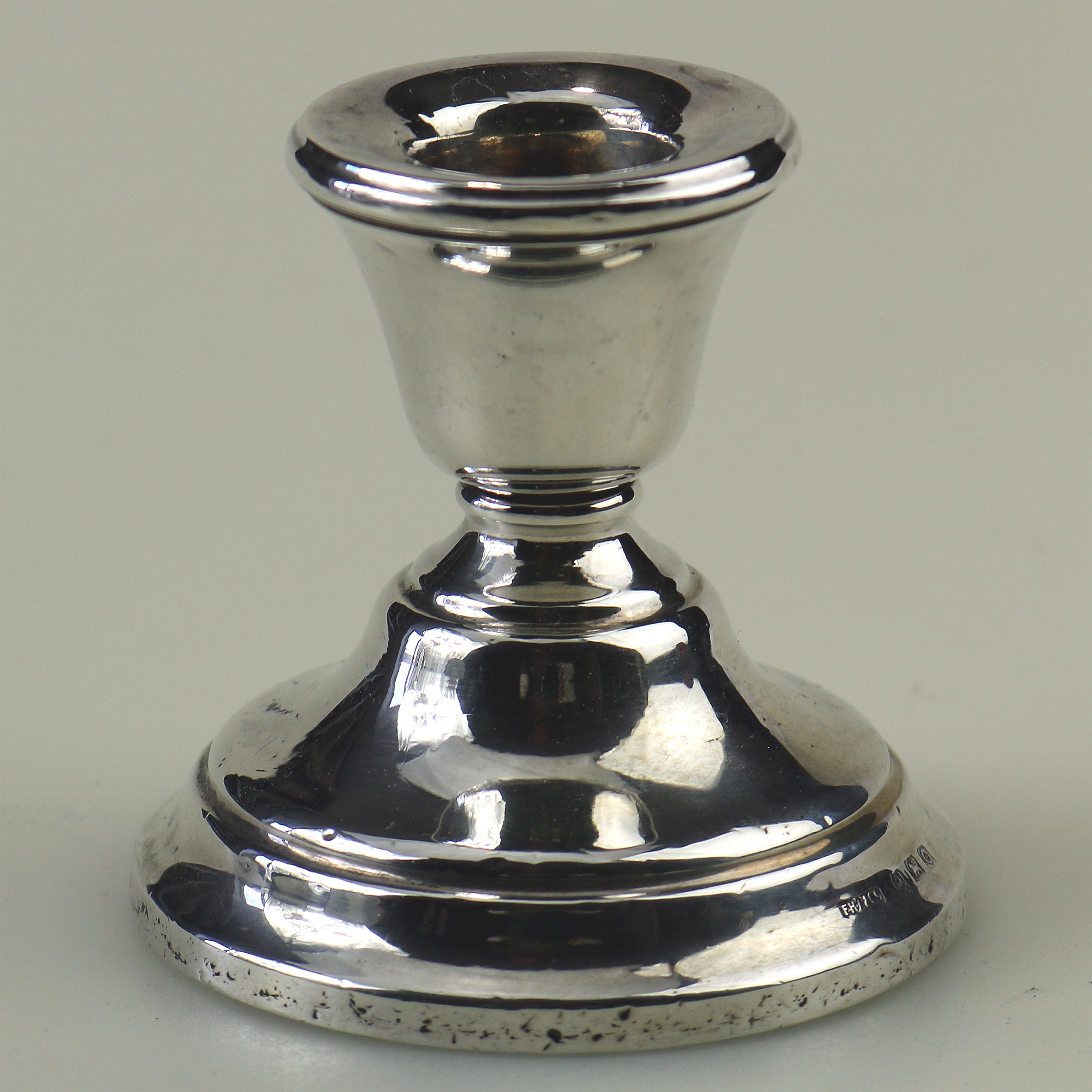 An antique English George V sterling 925 solid silver Dwarf Candlestick C.1927