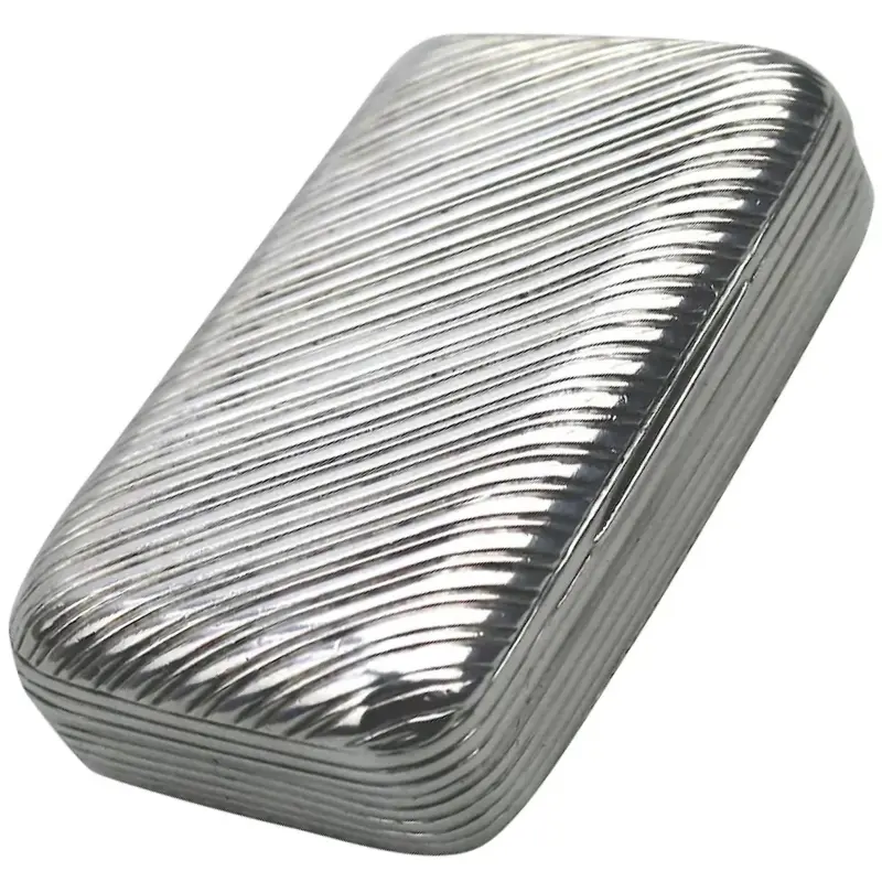 A good antique William IV French 950 solid silver reeded Snuff Box 43.5g C.1830