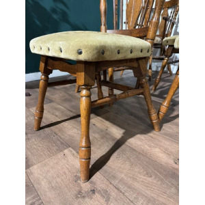 Six Vintage Oak Dining Chairs To Include Two Carvers
