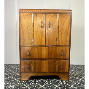 Stunning Antique 1930’s Art Deco Drinks Cocktail Cabinet, Burr Walnut
