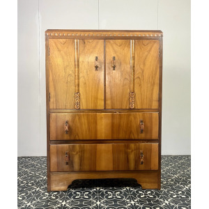 Stunning Antique 1930’s Art Deco Drinks Cocktail Cabinet, Burr Walnut