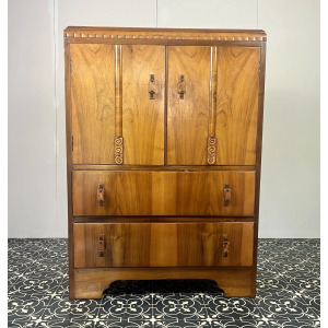 Stunning Antique 1930’s Art Deco Drinks Cocktail Cabinet, Burr Walnut
