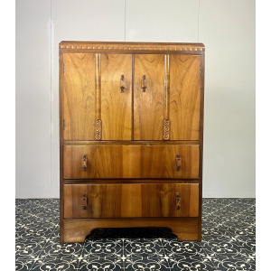 Stunning Antique 1930’s Art Deco Drinks Cocktail Cabinet, Burr Walnut