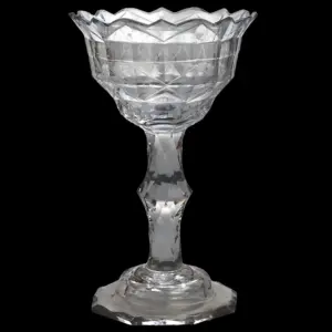 A very fine & large antique Georgian facet cut glass stem Sweetmeat C.18thC