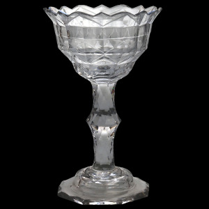 A very fine & large antique Georgian facet cut glass stem Sweetmeat C.18thC