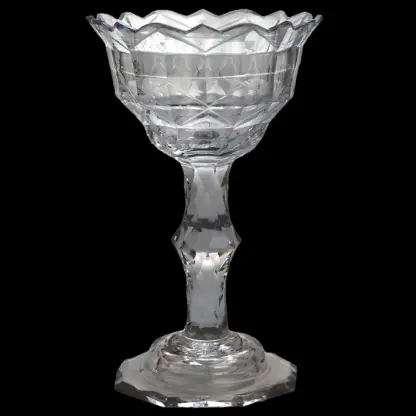 A very fine & large antique Georgian facet cut glass stem Sweetmeat C.18thC