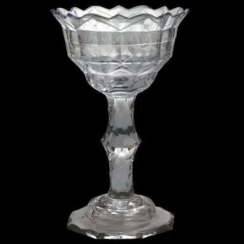 A very fine & large antique Georgian facet cut glass stem Sweetmeat C.18thC