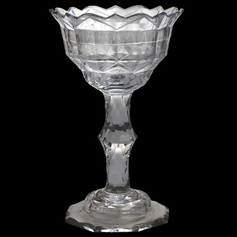 A very fine & large antique Georgian facet cut glass stem Sweetmeat C.18thC