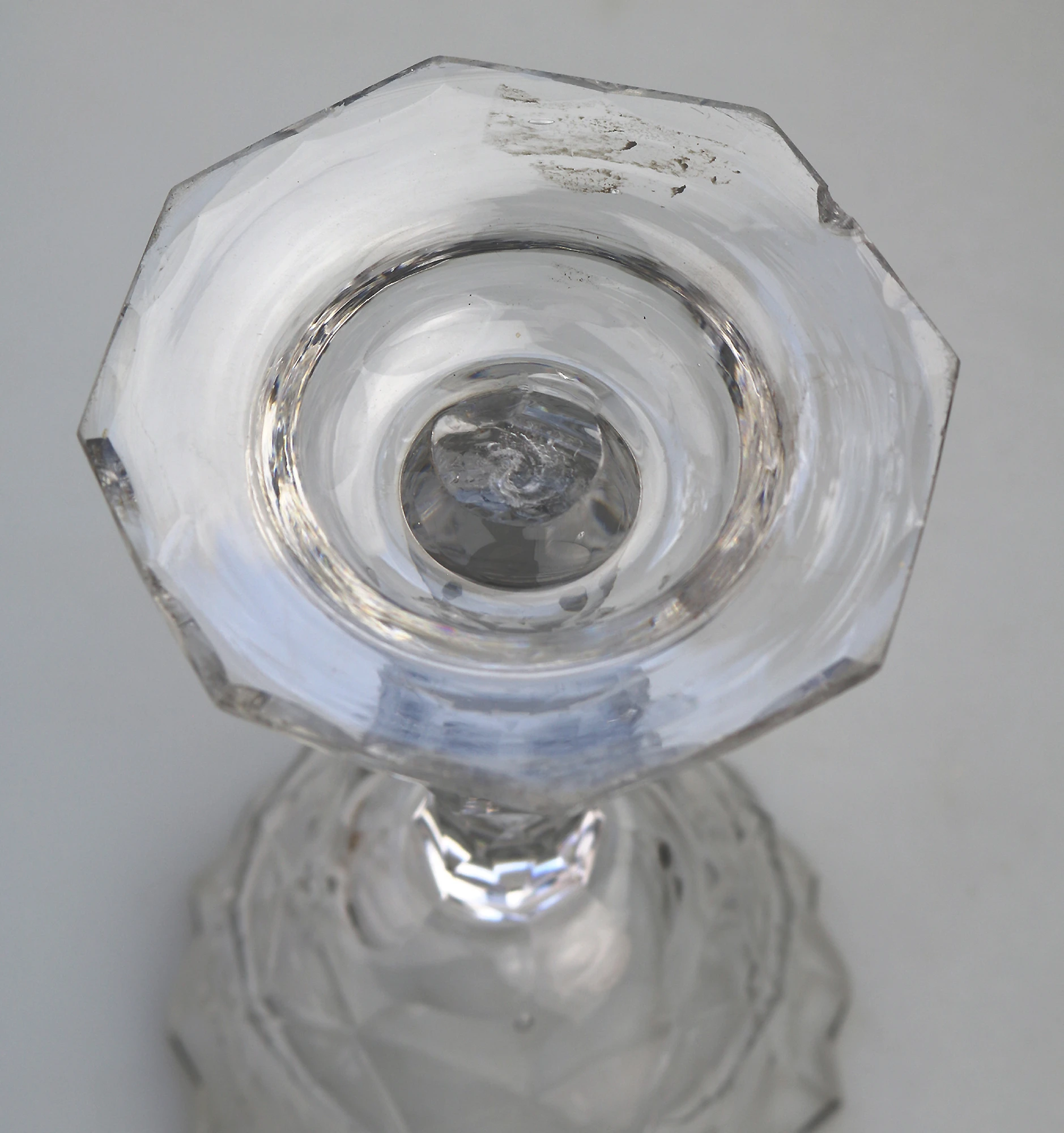 A very fine & large antique Georgian facet cut glass stem Sweetmeat C.18thC